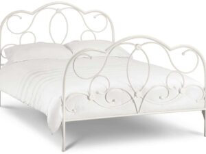Julian Bowen Arabella Double Bed Frame Metal, 135Cm In Stone White Finish - Image 1
