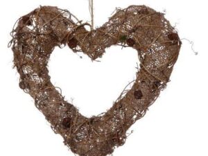 Christmas Heart Wicker Glamour Deco With Light 28cm