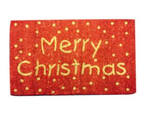 Merry Christmas Red Festive Door mat Rubber Backed Coir - Image 1