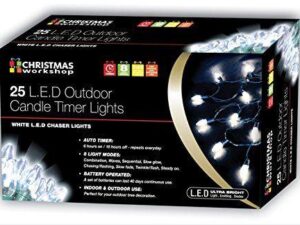 Christmas Workshop 76400 25 LED Battery Operated Chaser Candle String Lights with Timer - Bright White - Image 1