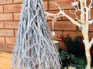 TABLE DECORATION CHRISTMAS TREE WHITE SILVER - Image 1
