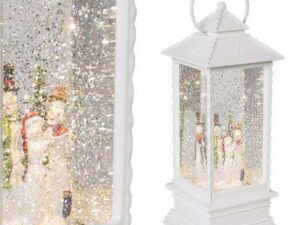 LED Water & Glitter Snowman Lantern - White