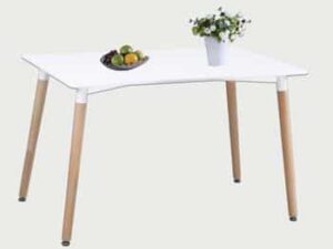 Aspen Rectangular White Painted Table Top with Beech Leg - Image 1