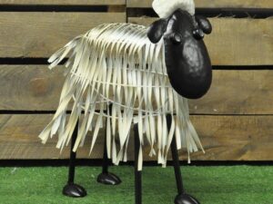 38cm Painted Metal Vintage Style Garden Sheep Ornament