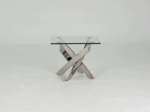 Kalmar Glass End Table with Chrome Legs - Image 1