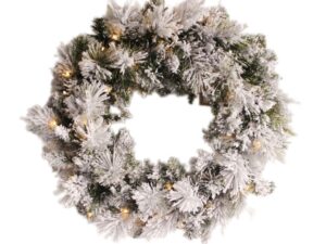Christmas Wreath 20" Prelit Flocked Spruce