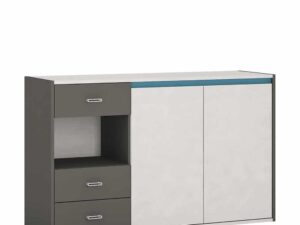 Alien 3 Drawer 2 door wide cupboard in Graphite/Light grey - Image 1