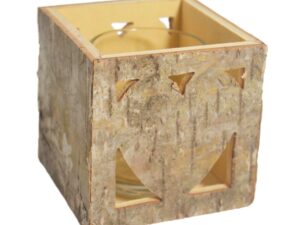 Christmas Natural Bark Tealight Candle Holder - Heart