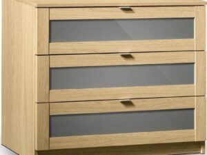 Julian Bowen Strada 3 Drawer Bedroom Chest In Light Oak With Gloss Insert - Image 1