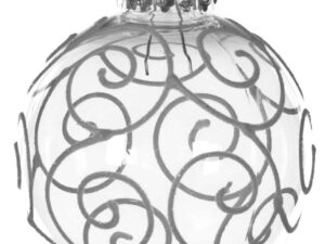 Festive 8 cm Baubles with Glitter Swirl, Pack of 6, White - Image 1