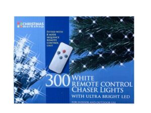The Christmas Workshop 300 LED Chaser Lights Remote Control - Bright White - Image 1