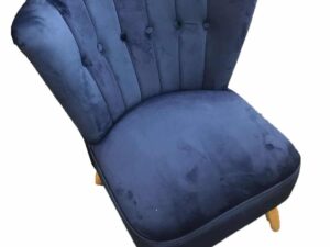 CHAIR COCKTAIL KINGFISHER ROYAL  BLUE VELVET BUTTON BACK - Image 1