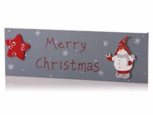 Wooden Sign Block Merry Christmas Grey 30cm - Image 1