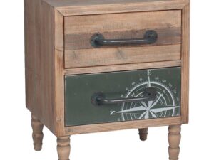 Natural Fir Wood & Iron 2 Drawer Unit