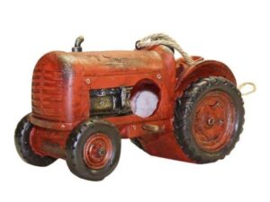 Red Tractor Bird Nesting House Polyresin Vintage Tractor Garden Farming Gift - Image 1