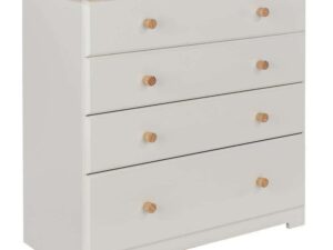 Core Products 4 Drawer Chest with Oak Veneered Tops, Wood, Soft Cream