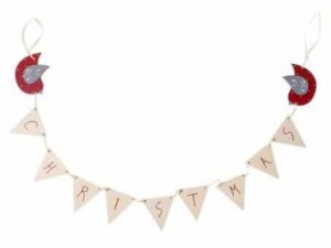 Wooden Christmas Garland Robin 120Cm