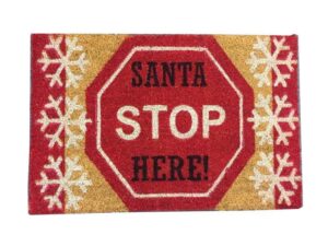 Christmas Coir Doormat Santa Stop Here - Image 1