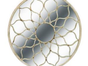 Aged Ivory Flower Mirror- Rust Effect - Outdoor Garden - Image 1