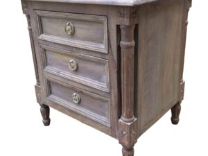 Ash Finish Vintage Wooden 3 Drawer Bedside Table - Image 1