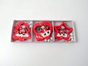 XMAS TREE DECORATIONS WOODEN 9 PACK - Image 1