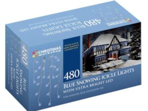 Christmas 480 LED Snowing Icicle Lights - Blue and White - Image 1