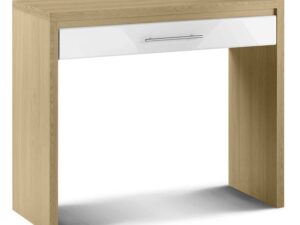 Stockholm Dressing Table - Single Wide Drawer - Oak & White Finish - Silver Accents - MDF