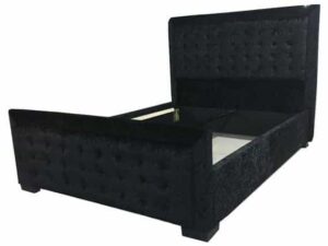 Sasha Midnight Shimmer Black King Sized Bed - Straight High Headboard