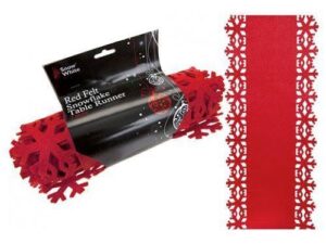 Christmas Table Runner 2m Red Snowflake