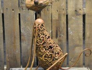 Rusty Cat Garden Ornament 16"