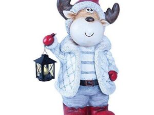 The Christmas Workshop 84500 56 cm Happy Christmas Reindeer Figurine with Lantern, Red/White