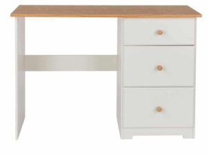 Core Products Single Pedestal Dressing Table with Oak Veneered Tops, Wood, Soft Cream