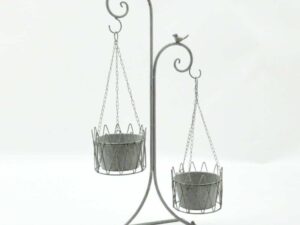 Garden Metal 88cm Lead Colour Double Planter - Image 1