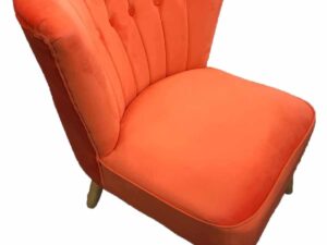 BEDROOM CHAIR ACCENT COCKTAIL ORANGE VELVET BUTTON BACK - Image 1