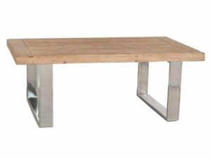 Natural Fir Wood & Stainless Steel Coffee Table - Image 1