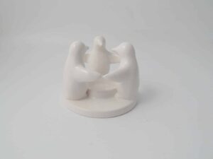 XMAS T-LIGHT HOLDER PENGUIN CIRCLE WHITE