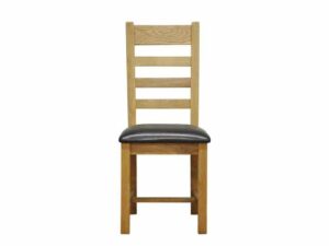 Alcester Oak Dining Ladder Back Chair PU Seat - Image 1