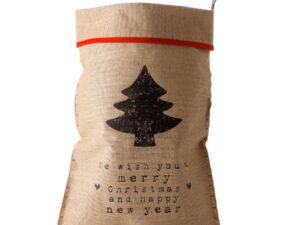 Christmas Hemp Stocking Sack 63cm - Tree Design