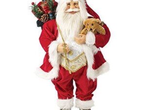 The Christmas Workshop 81440 60 cm Standing Traditional Coat Santa Claus Figure, Red
