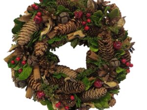 XMAS CHRISTMAS WREATH NATURAL RUSTIC 33CM - Image 1