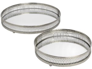 Set Of Two Circular Nickle Trays