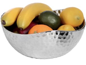 Silver Ceramic Dimple Effect Display Bowl