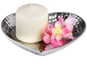 Silver Ceramic Dimple Effect Small Heart