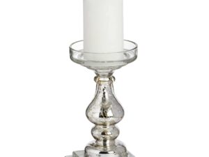 Antique Silver Glass Candle Column