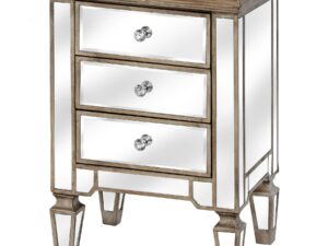 The Belfry Collection Three Drawer Mirrored Bedside