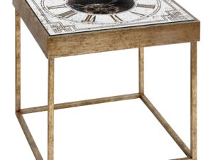 Mirrored Square Framed Clock Table With Moving Mechanism