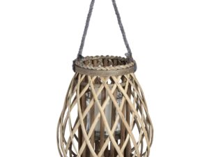Small Wicker Bulbous Lantern