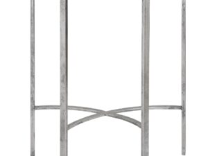 Mirrored Silver Half Moon Table With Cross Detail