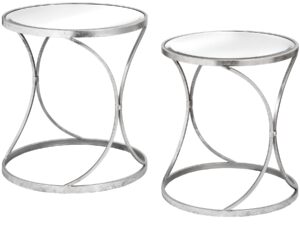Silver Curved Design Set Of 2 Side Tables