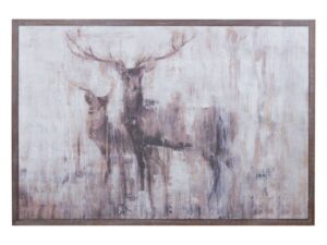 Stags In The Wilderness On Cement Board With Wooden Frame
